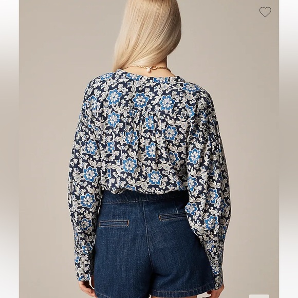 NWT JCrew Tie Top in Cotton Blend Floral XS - Picture 2 of 6